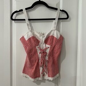 Striking Red and White Gingham Top